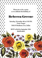 Polka Floral Birthday Party Invitation