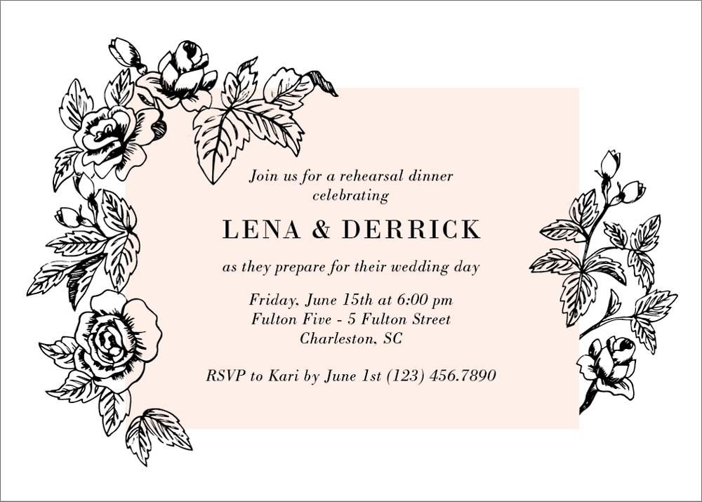 Modern Floral Rehearsal Dinner Invitation