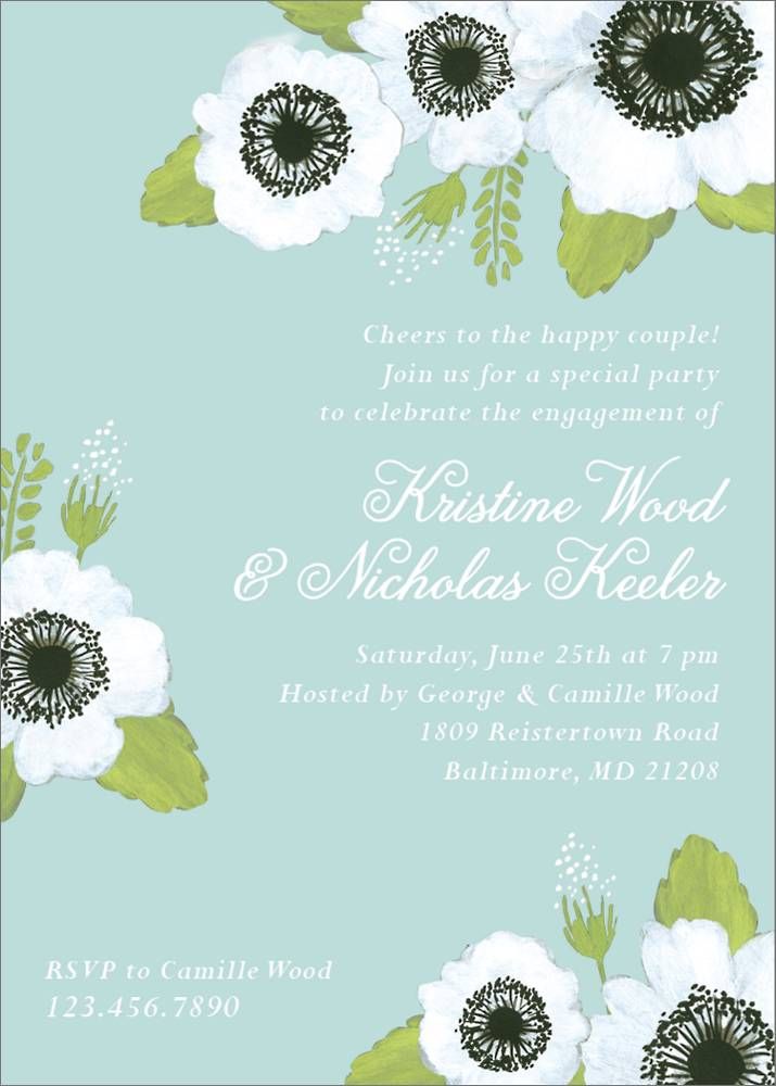 Anemone Blooms Engagement Party Invitation