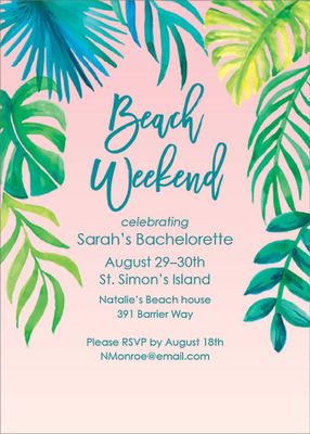 Beach Weekend Bachelorette Party Invitation