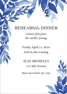 Indigo Trellis Rehearsal Dinner Invitation