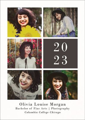 Multi Photo Grid Vertical Graduation Announcement