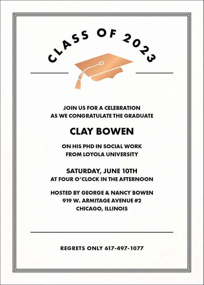 Gold Foil Grad Cap Graduation Party Invitation