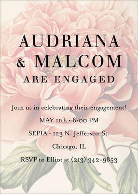 Peony Overlay Engagement Party Invitation