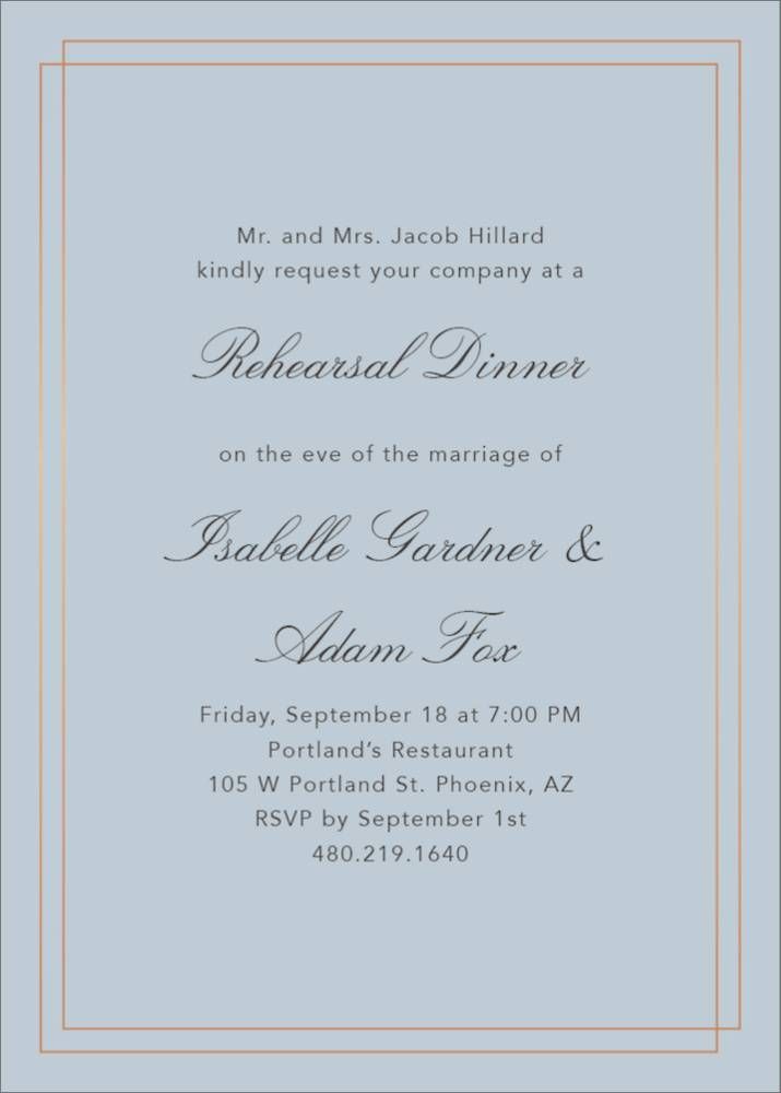 Duo Border Rehearsal Dinner Invitation