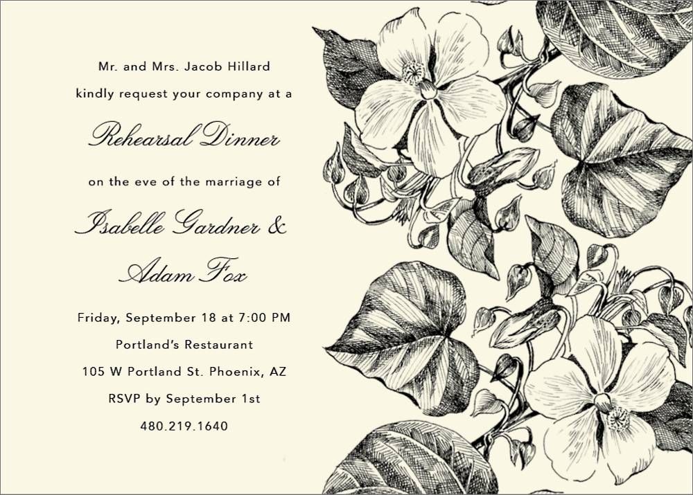 Floral Illustration Rehearsal Dinner Invitation