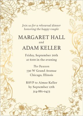 Blossom Border Rehearsal Dinner Invitation