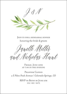 Green Garland Rehearsal Dinner Invitation