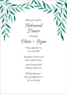 Hanging Vines Rehearsal Dinner Invitation