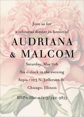 Peony Overlay Rehearsal Dinner Invitation