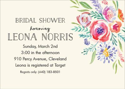 Watercolor Flowers Bridal Shower Invitation