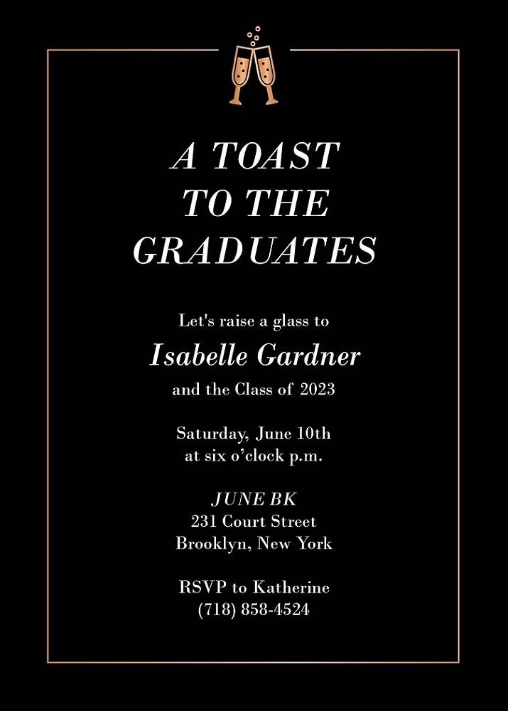 Foil Champagne Border Graduation Invitation