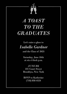 Foil Champagne Border Graduation Invitation