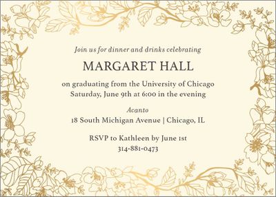 Foil Horizontal Blossom Border Graduation Invitation