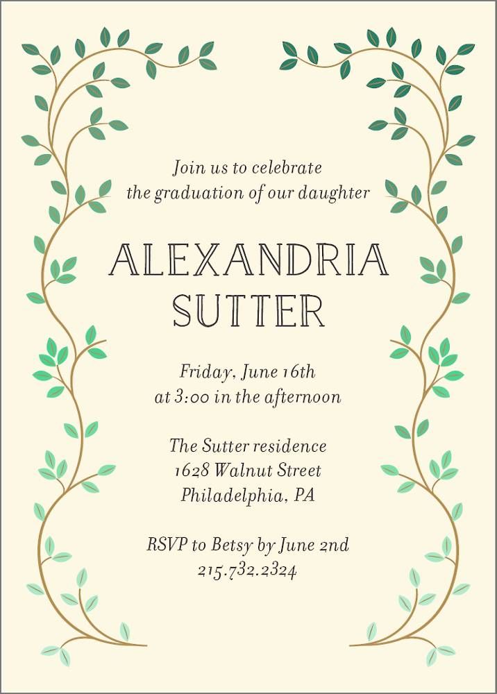 Vine Frame Graduation Invitation