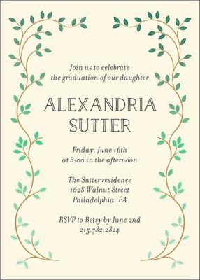 Vine Frame Graduation Invitation