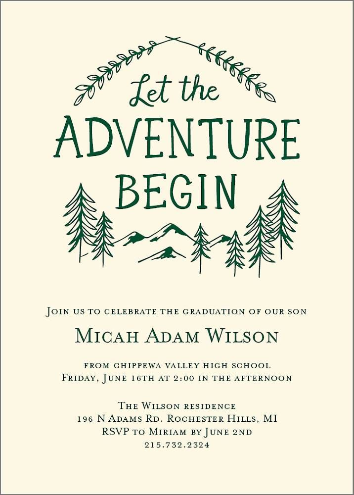 Let the Adventure Begin Graduation Invitation