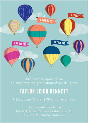 Hot Air Balloons Graduation Invitation