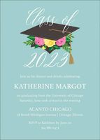 Floral Cap Graduation Invitation