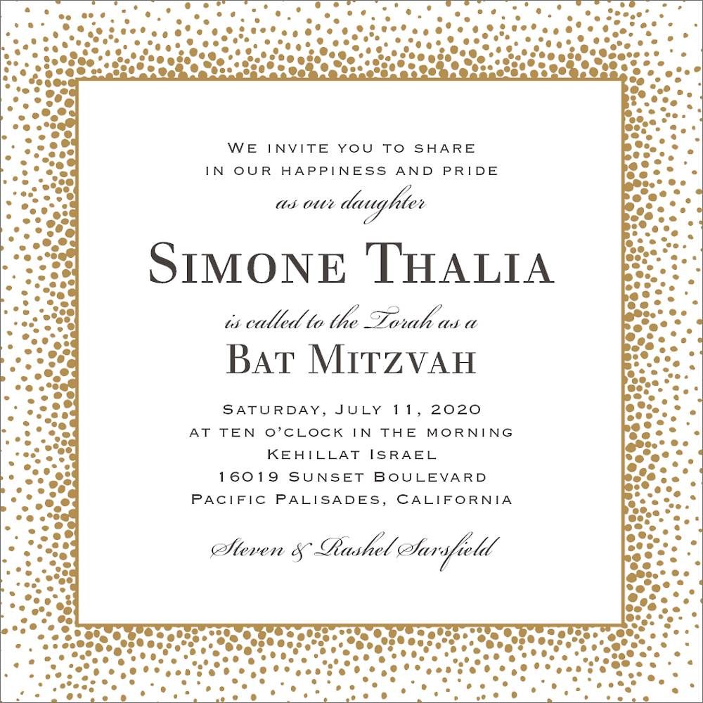 Champagne Border Bat Mitzvah Invitation