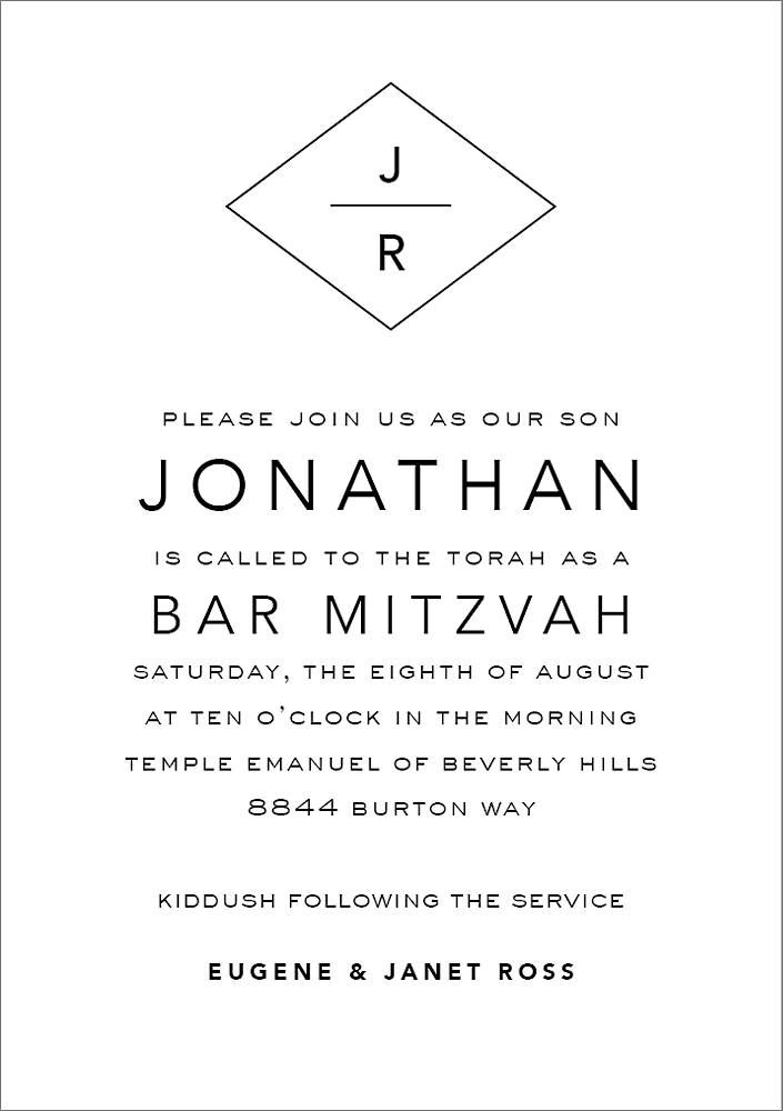 Modern Diamond Bar Mitzvah Invitation