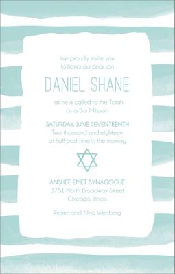 Watercolor Stripes Bar Mitzvah Invitation