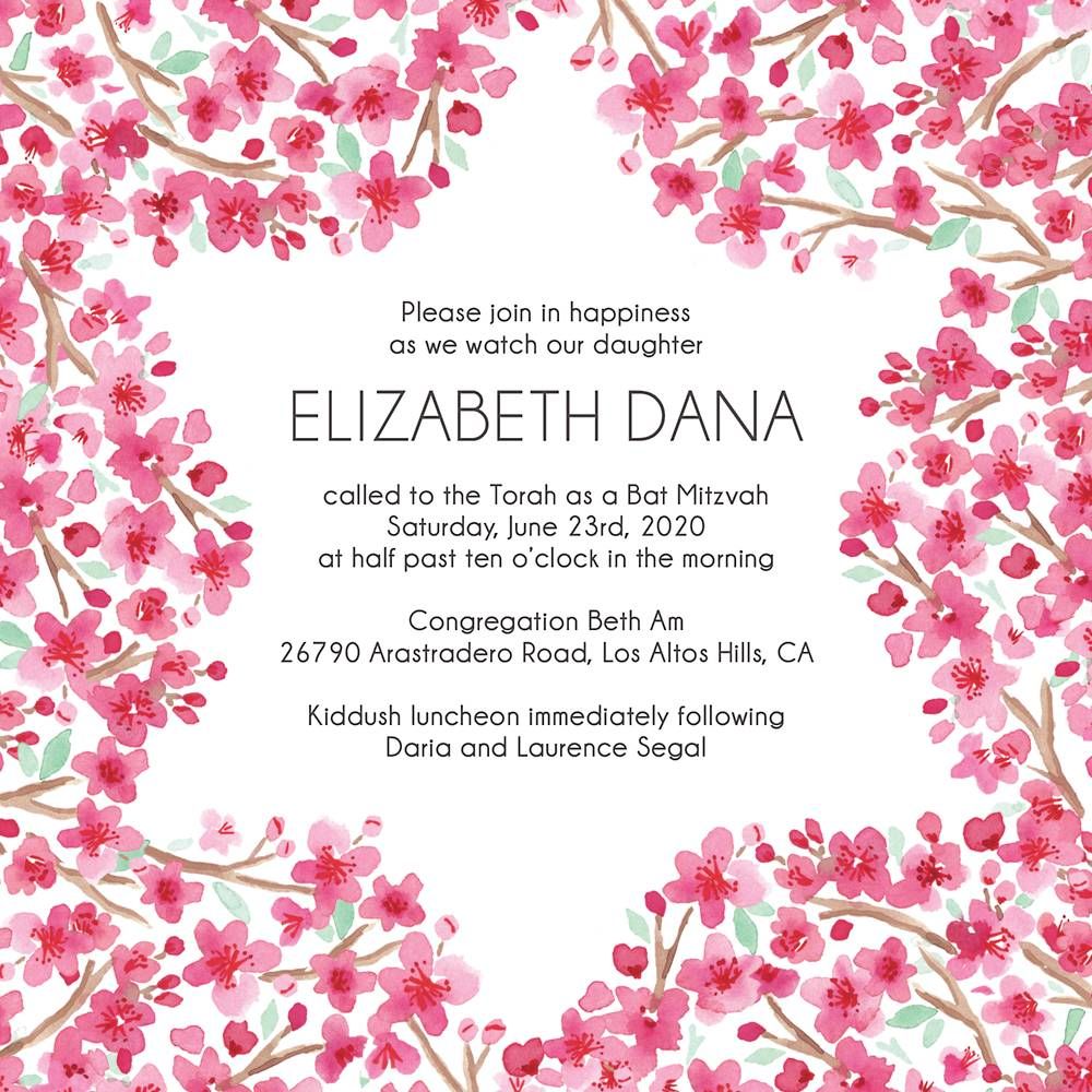 Floral Star Bat Mitzvah Invitation