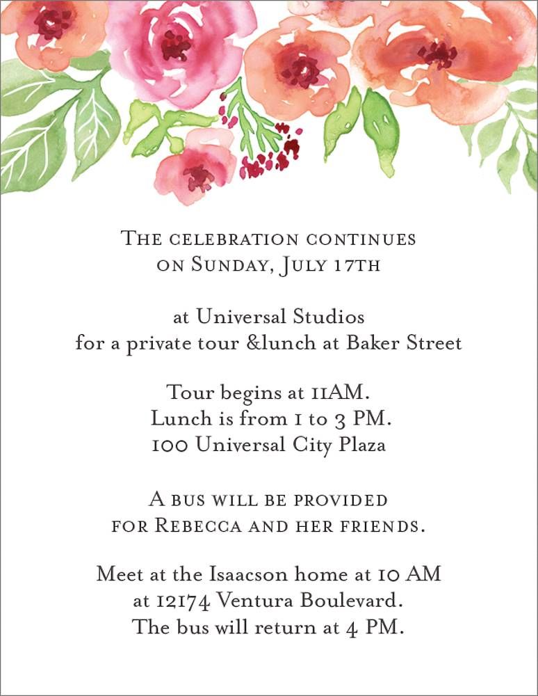 Garden Floral Bat Mitzvah Information Card