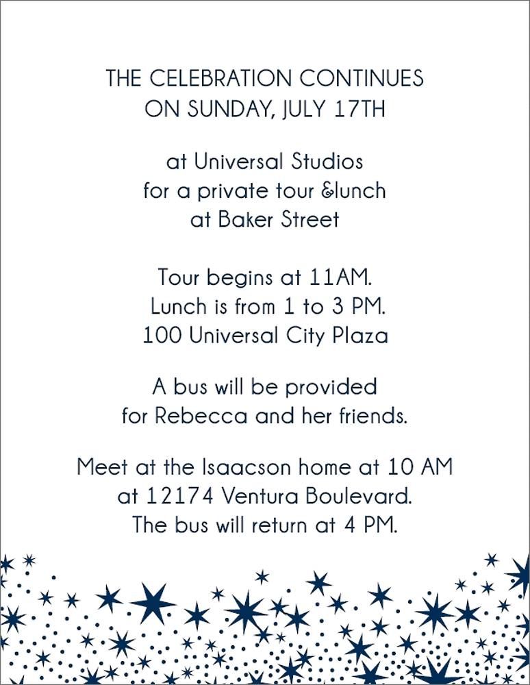 Starry Night Bat Mitzvah Information Card