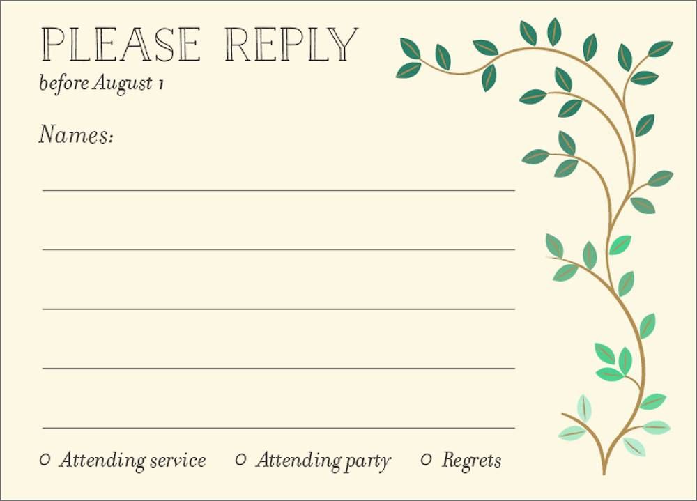 Vine Frame Bat Mitzvah Response Card