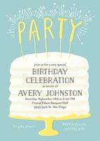 Cake Sparklers Birthday Party Invitation