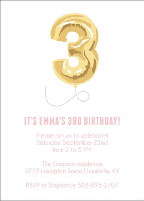 Three Balloon Birthday Party Invitation