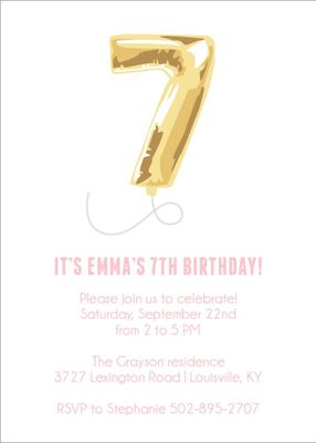 Seven Balloon Birthday Party Invitation