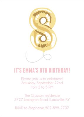 Eight Balloon Birthday Party Invitation