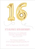 Sixteen Balloons Birthday Party Invitation