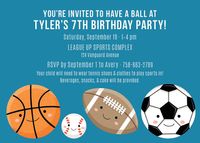 Sports Birthday Party Invitation