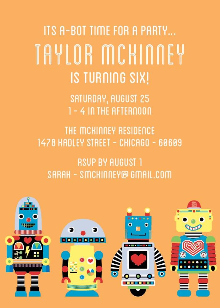 Robots Birthday Party Invitation