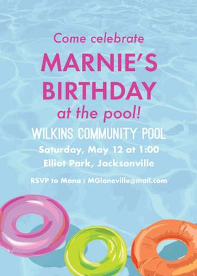 Pool Floats Birthday Party Invitation