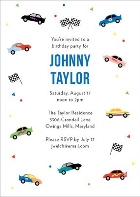 Racecars Birthday Party Invitation