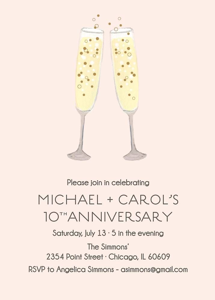 Champagne Toast Anniversary Party Invitation