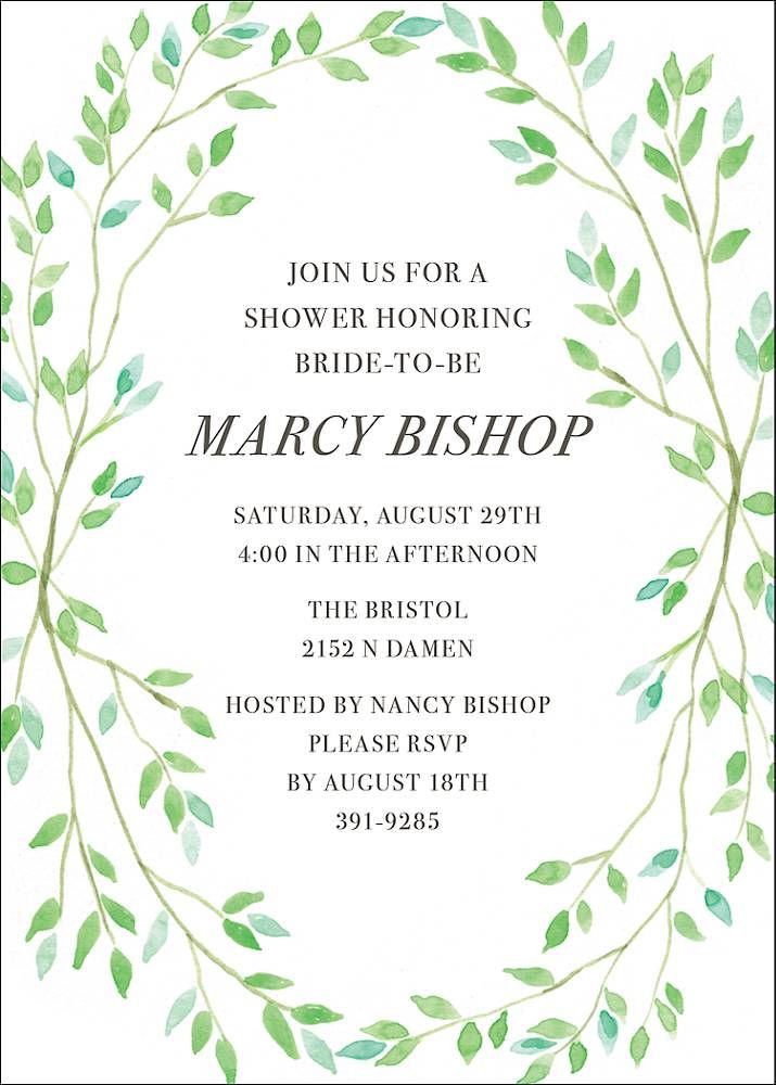 Green Branches Bridal Shower Invitation