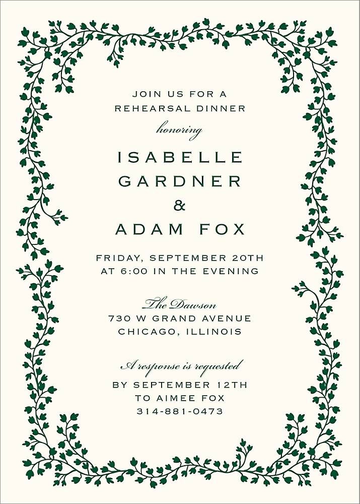 English Ivy Rehearsal Dinner Invitation