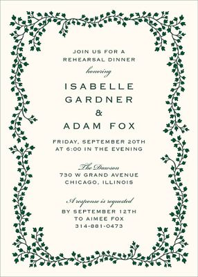 English Ivy Rehearsal Dinner Invitation