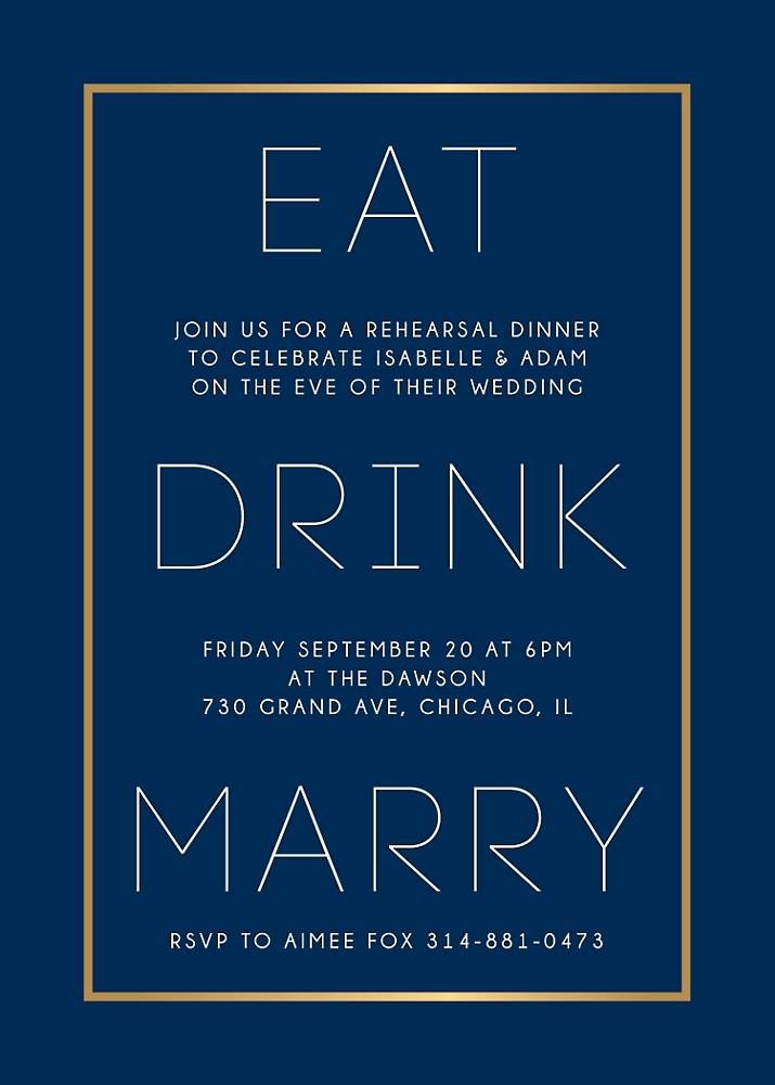 Eat Drink Marry Rehearsal Dinner Invitation