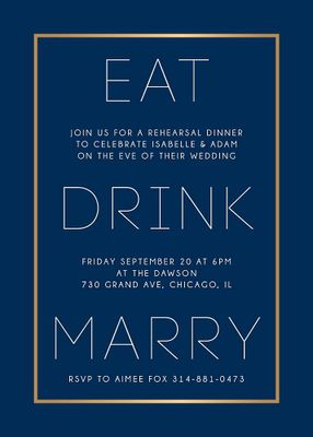 Eat Drink Marry Rehearsal Dinner Invitation