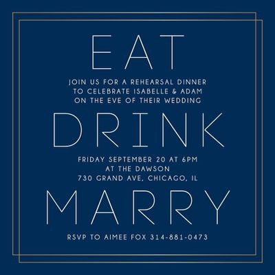 Eat Drink Marry Rehearsal Dinner Invitation