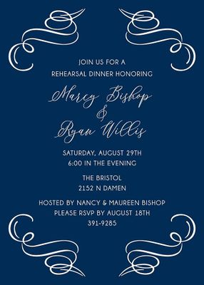 Scroll Corners Rehearsal Dinner Invitation