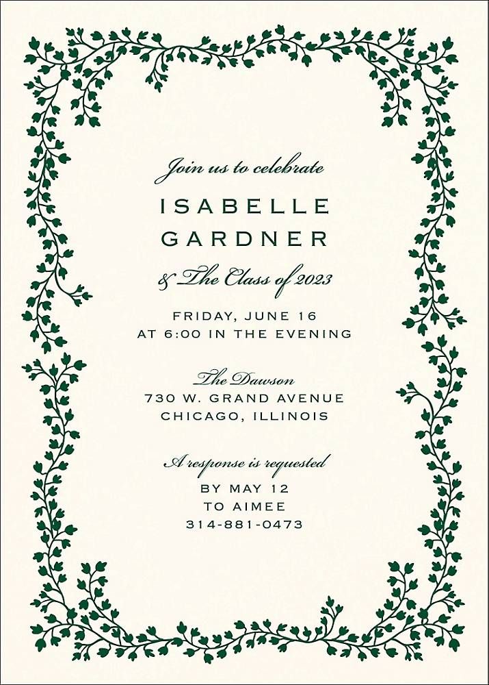 English Ivy Graduation Invitation