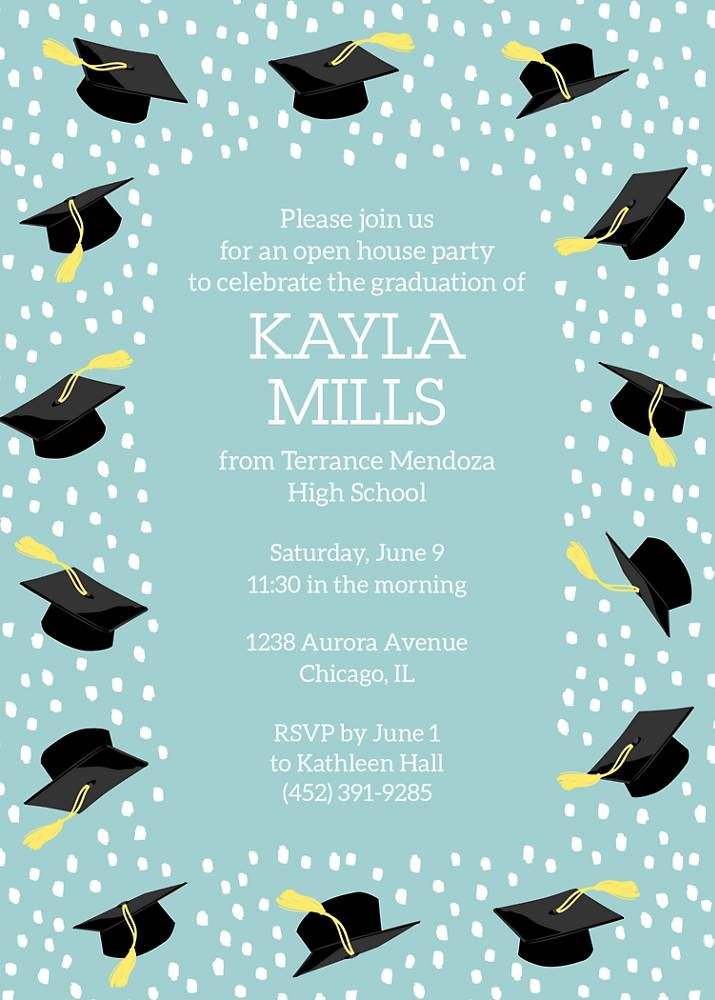 Caps Flurry Graduation Invitation