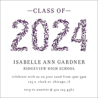 Floral Vine Year Square Graduation Invitation